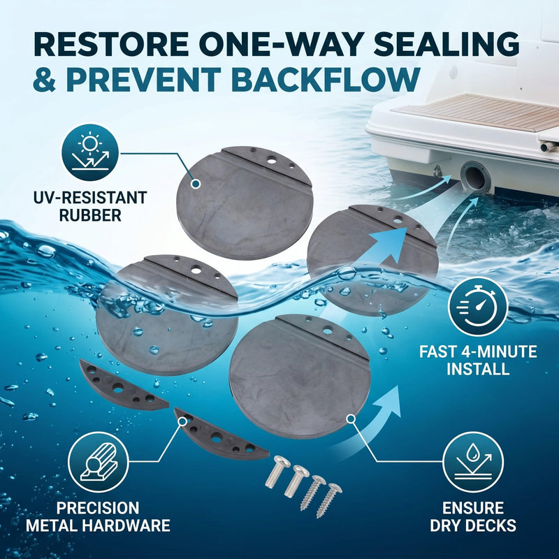 Marine Flapper Scupper Replacement Kit 1.87in 1.57in Rubber Boat Flapper Scupper Repair Kit for Stainless Steel and Plastic Boat Hull Repair Kit