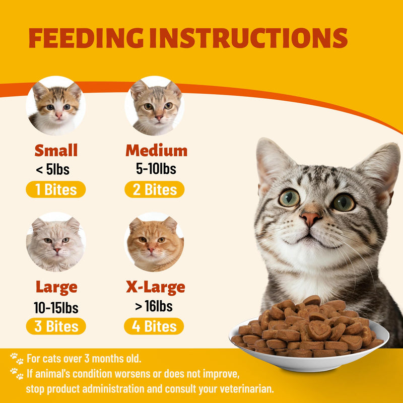 24-in-1 Vitamins Supplements and Taurine for Cats with CoQ10, Lysine, Glucosamine, Omega 3 - Cat Vitamins for Indoor Cats for Heart Health, Immunity Support, Shiny Skin&Coat- 330 Bites 7.76oz