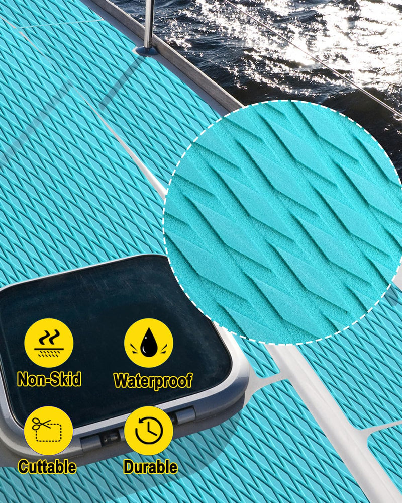 Hjdeck EVA Foam Boat Decking Marine Carpet Sheet Self-Adhesive Flooring for Fishing Kayak Yacht RV Swimming Pool Golf Cart 47.2"x16.1"