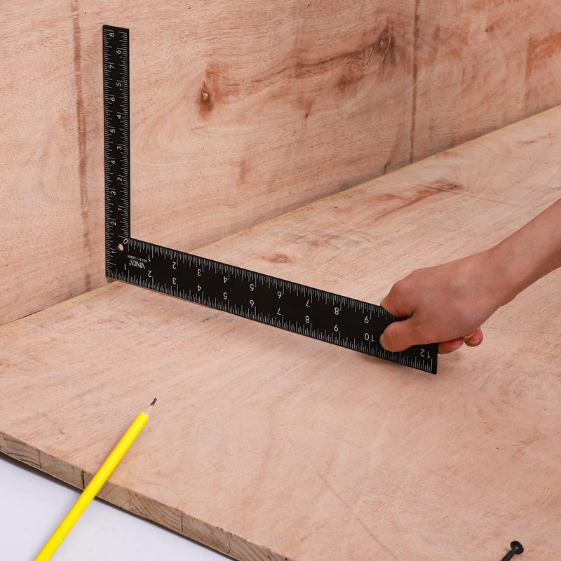 VINCA Carpenter Framing L Shape Square, SCLS-1208BK 8 inch x 12 inch, Steel Black Finished