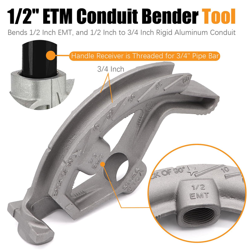1/2-inch EMT Conduit Pipe,Conduit Hand Bender Tool for 1/2 in. EMT Pipes,Bender Head Aluminum