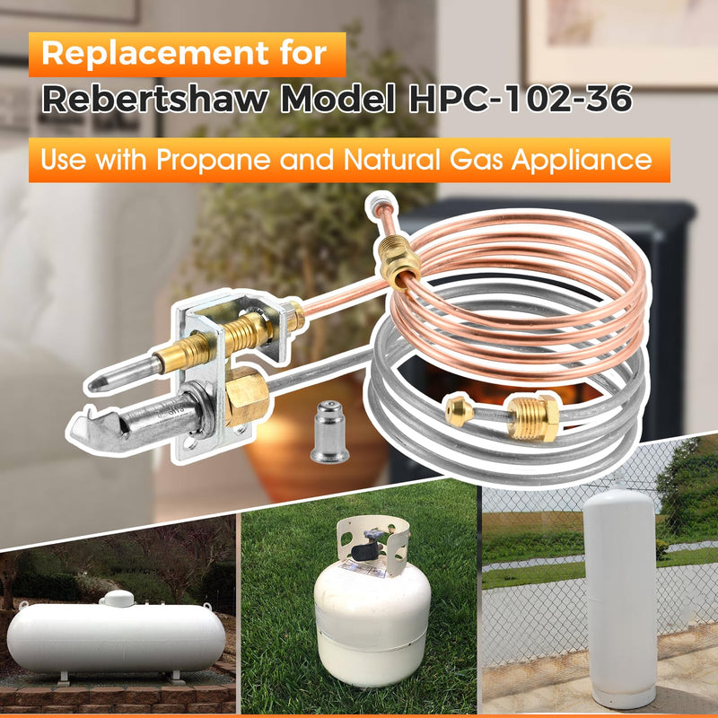 Natural Gas and LP Pilot Burner Compatible with Rebertshaw Model HPC-102-36