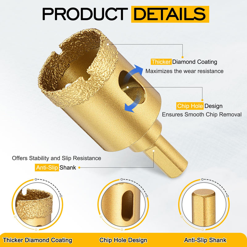 DTGN Diamond Hole Saw 5-7/8" /150mm - 1 PC - Good for Glass, Ceramic, Tile, Marble - Diamond Hole Saw Cutter - Gold 5-7/8" (150mm)