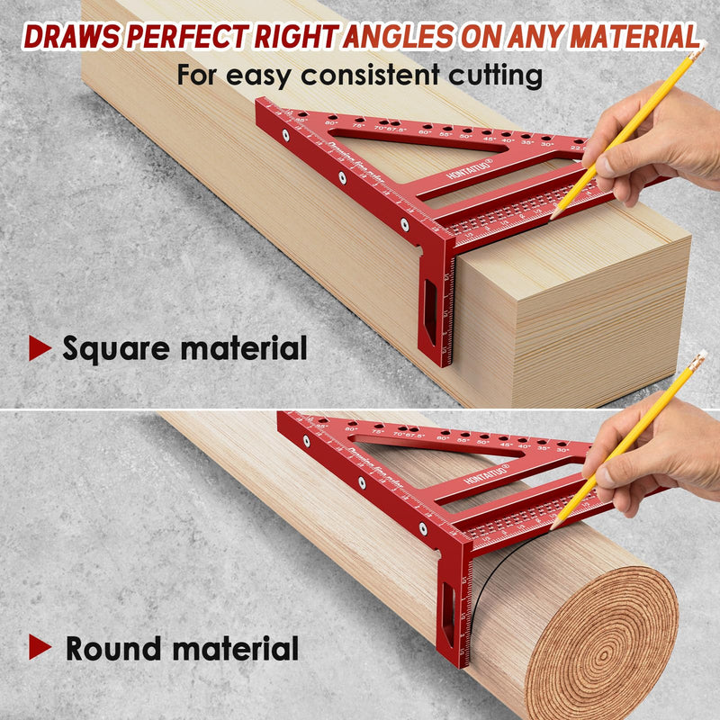 8.5 Inch Large Carpenter Square – Multi-Angle Measuring and Marking & Creating Spacing Marks,15-90 Degrees Angle Marking Square,Marking Gauge Red