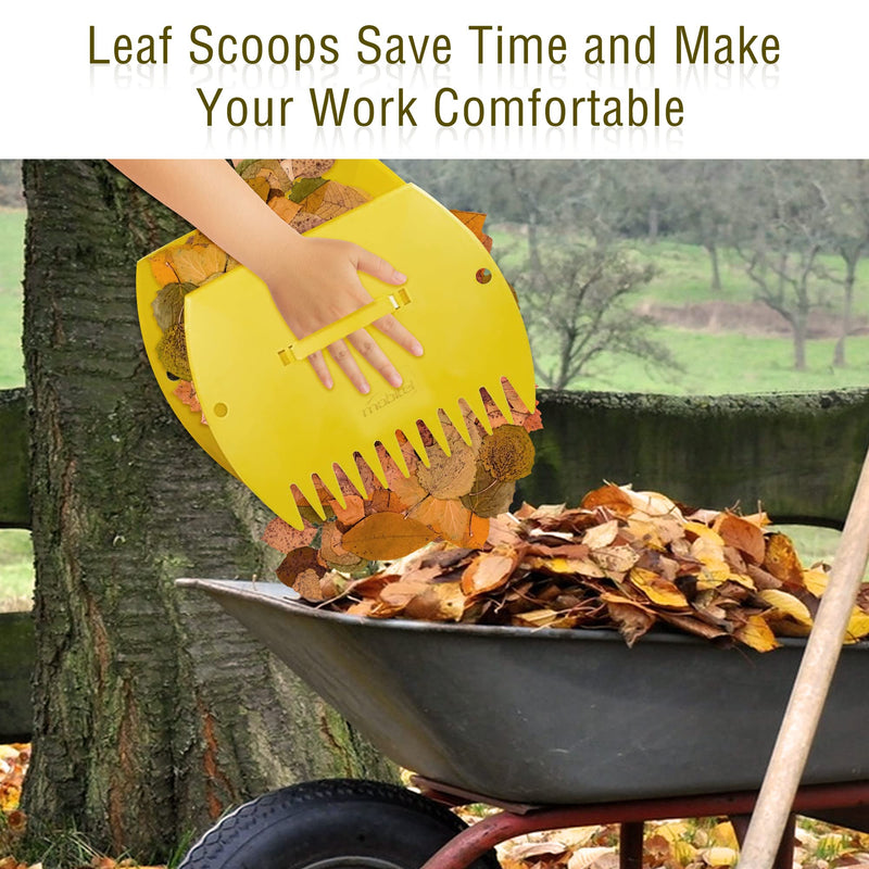 Mobitel Leaf Scoops Hand Rakes -Large Leaf Grabber for Picking Up Yard Leaves, Lawn Garbage and Grass Clippings light yellow