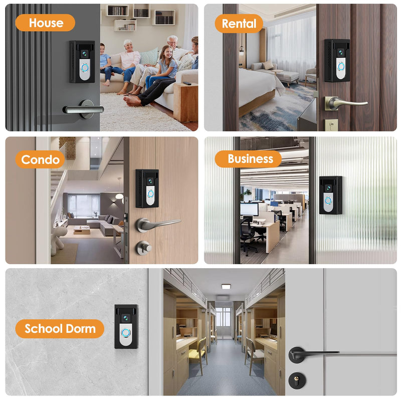 QIBOX No Drill Adhesive Video Doorbell Mount Compatible with Ring/Blink Wireless Video Doorbell, Anti-Theft Camera doorbell Holder Accessories, Not Block Doorbell Motion Sensor & Camera Stick-on Version