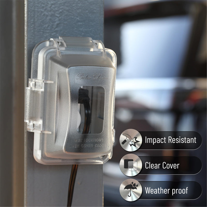 Bates- Weatherproof Electrical Outlet Cover, 1-Gang, Outdoor Outlet Cover Weatherproof, Outdoor Plug Cover, Outdoor Electrical Outlet Cover, Weatherproof Outlet Cover, Outdoor Receptacle Cover clear