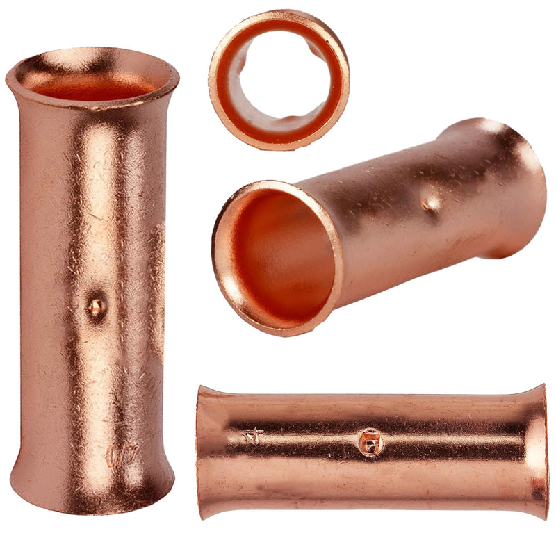 SVAAR 4 Gauge Butt Splice Connectors 20 PCS 4 AWG Non-Insulated Butt Connectors,Bare Pure Copper Butt Splice Wire Connector,Heavy Duty Uninsulated Crimp Butt Terminals + 20 PCS 3:1 Heat Shrink Tube 4 Gauge (4 AWG)