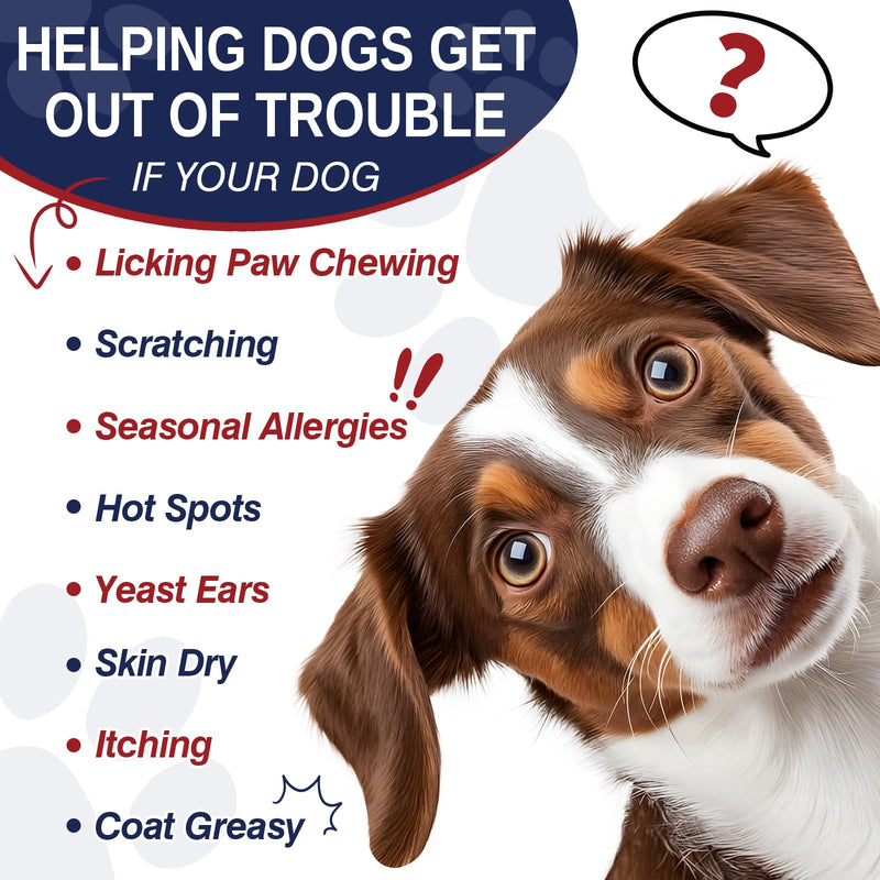 Dog Allergy Chews 200 Soft Treats, for Dogs Seasonal Allergy Relief - Dog Licking Paws Treatment - Anti Itchy Skin- Immune Bites - Probiotic Chew Supplement for Dogs Allergies and Itching Support