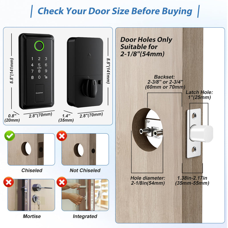Keyless Entry Door Lock,Smart Keyless Entry Door Lock, Fingerprint Smart Locks for Front Door,Smart Deadbolt Lock, Built-in Wi-Fi APP Control-Passcode Remotely, Easy Installation