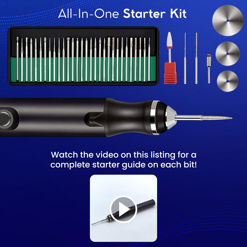 ELK Customizer Engraving Pen for All Materials - 2025 Upgraded Torque - Rechargeable, Wireless & Beginner Friendly - Engrave 50+ Surfaces - for DIYers & Artists - 30+ Bits & Tools Included - Black Black V2