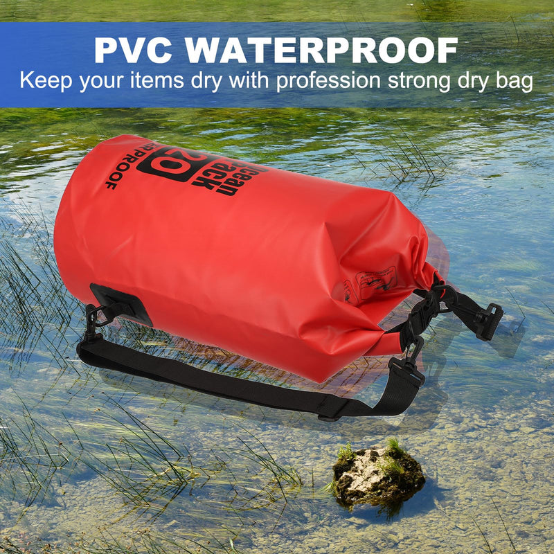 Waterproof Dry Bag, 30L Fit for Women Men Water Proof Bags Lightweight Dry Storage Floating Backpack with Whistle for Travel Backpacking Boating Kayaking Camping (Red) Red
