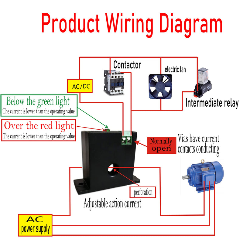 Current Sensing Relay AC Current Sensing Switch 0-30A Normally Closed Current Sensor Monitoring Relay (N30) Normally Open 30A