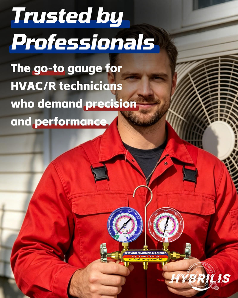 49137 Manifold Gauge, 3-1/8"(80 mm) HVAC Gauges, R-22, R-404A, R-410A | Degree F, Red HVAC High Pressure Gauge, Professional HVAC Gauge, Leak-Proof Sealing, Color-Coded Accuracy