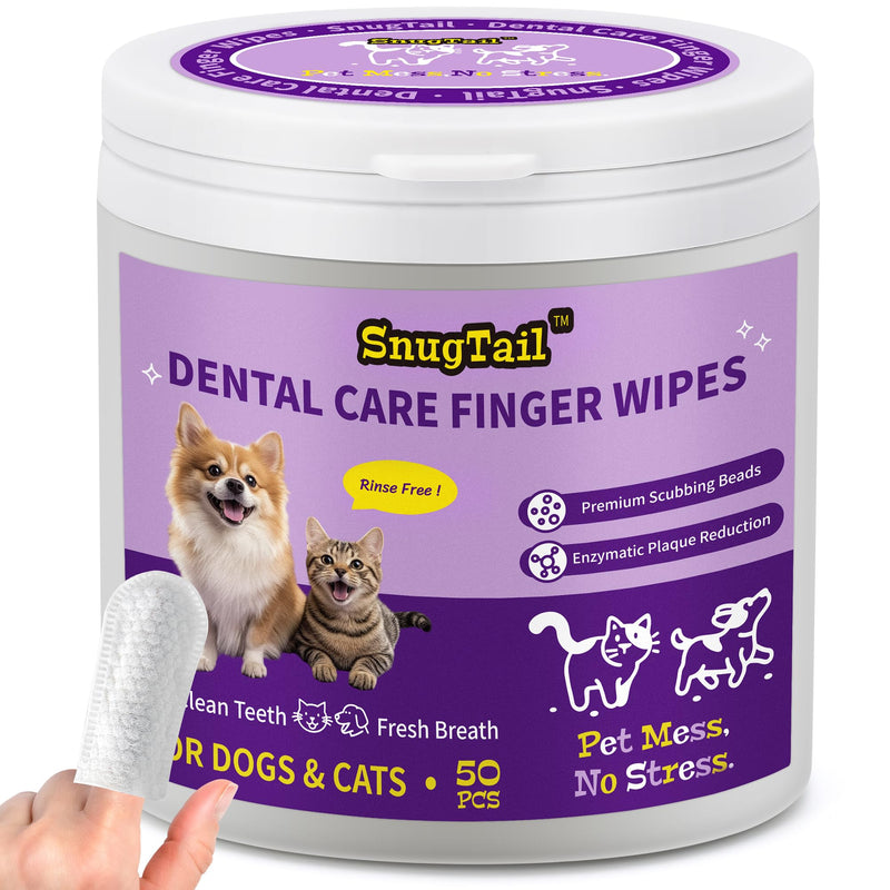 Dog Teeth Cleaning Wipes for Bad Breath – 50 Pcs,Dental Wipes for Dogs & Cats to Remove Plaque, Tartar & Freshen Breath,No-Rinse Toothpaste Alternative,Gentle Gum Care for Puppy, Adult & Senior Pets