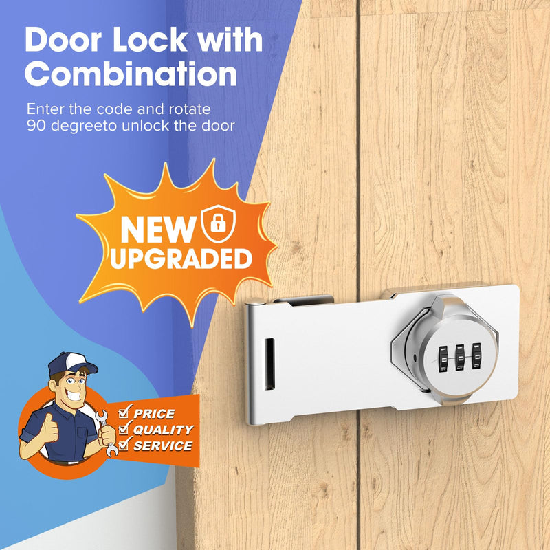 Mechanical Password Rotary Hasp Locks, Cabinet Locks with Combination, Door Security Latch for Small Barn Doors, Cabinets, Gate, Bathroom, Outdoor, Closet, Fence (2 Packs Silver) 2 Packs Silver