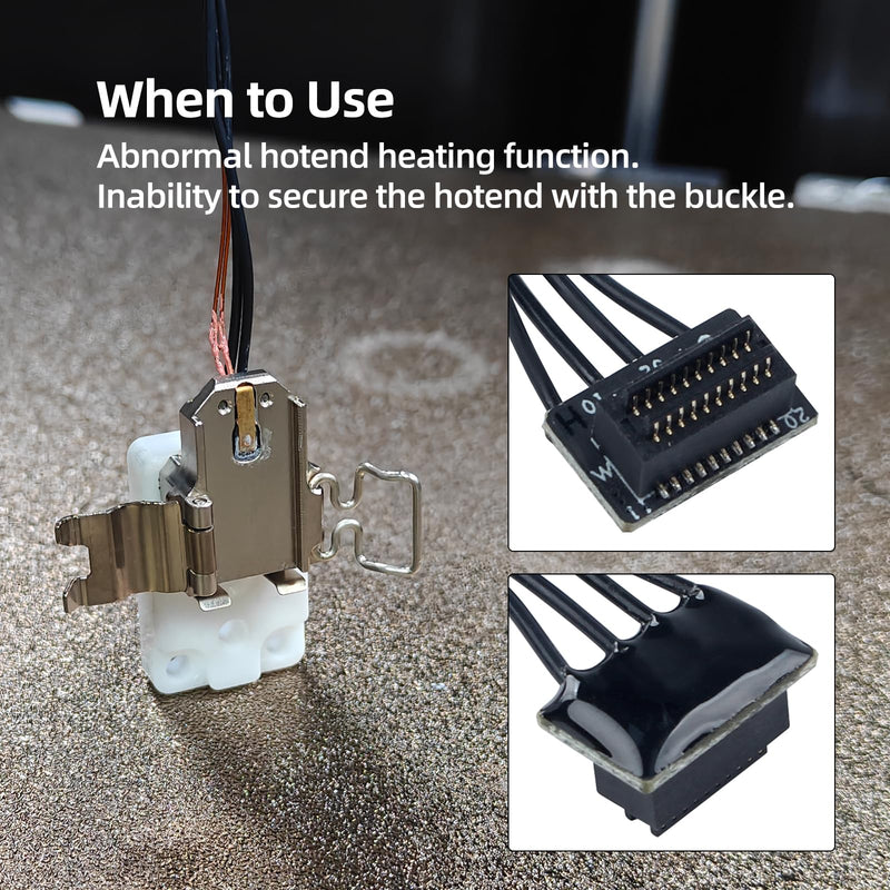 Right Hotend Heating Assembly for BambuLab H2D 3D Printer Accessories: Quick-Change Replacement with Ceramic Heater Thermistor and Mounting Base Clip