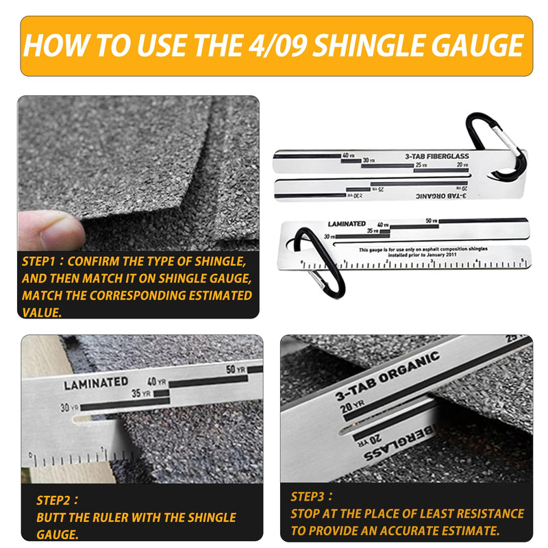 Upgraded 4/09 Shingle Gauge, Roof Pitch Gauge, Stainless Steel Measuring Tool for Roof Shingle