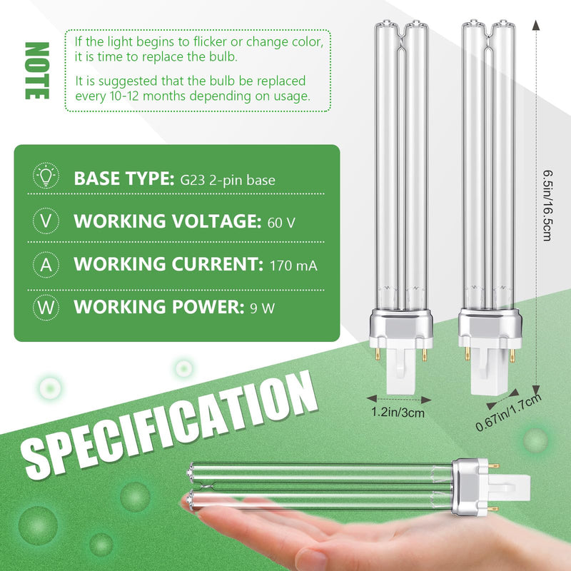 4 Pcs UV UV-C Light Bulbs 9W G23 Base Replacement Bulb 4