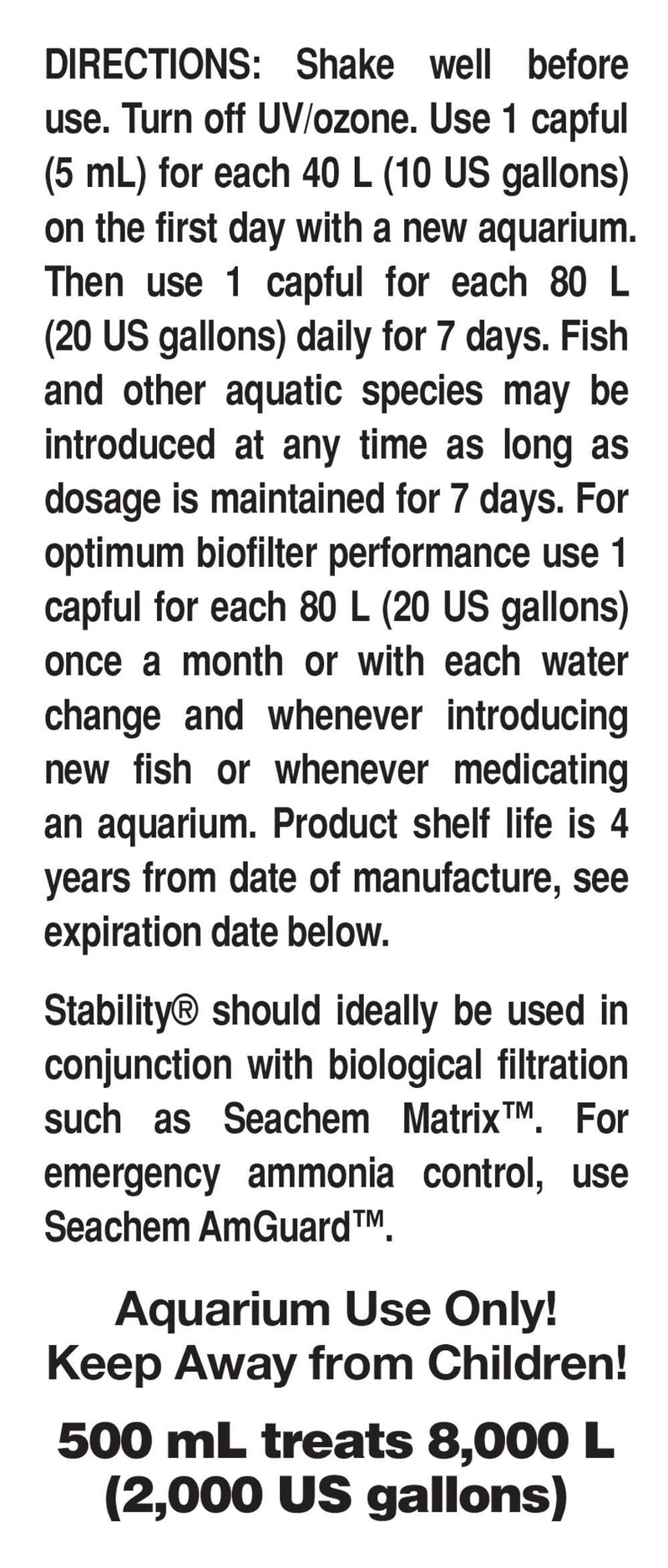 Seachem Stability Fish Tank Stabilizer - For Freshwater and Marine Aquariums, 16.9 Fl Oz (Pack of 1) 500 ml / 16.9 fl oz Clear
