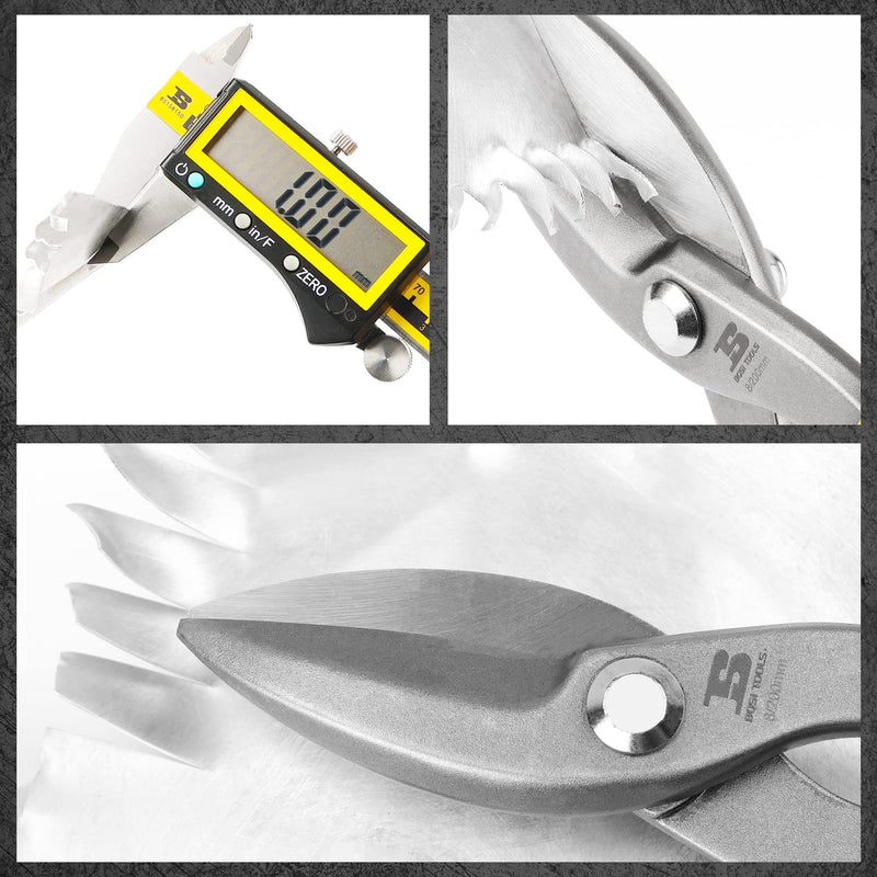 8 Inch Straight Pattern Tin Snips Metal Cutters, High Strength Forged and Heat Treated Carbon Steel with Comfortable Black Rubber Handle 8 Inch