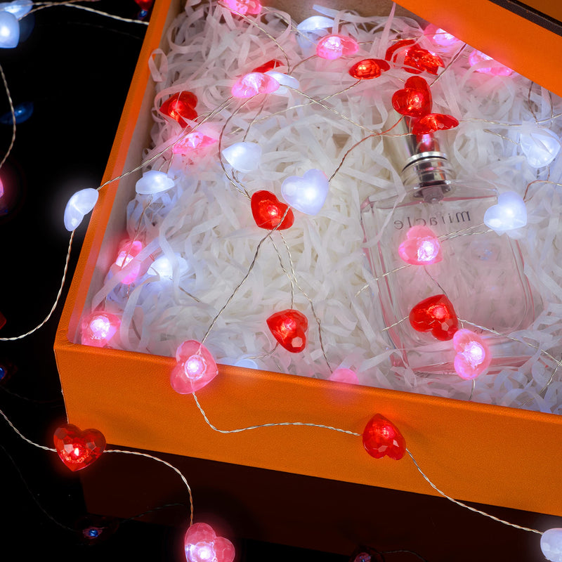 KAiSnova Valentine’s Day Fairy String Lights 10ft 40LEDs Red Pink White Heart Shaped Twinkle Fairy Lights Battery Operated with Remote for Indoor Bedroom Wedding Party Mother Day Decor Red, Pink, White