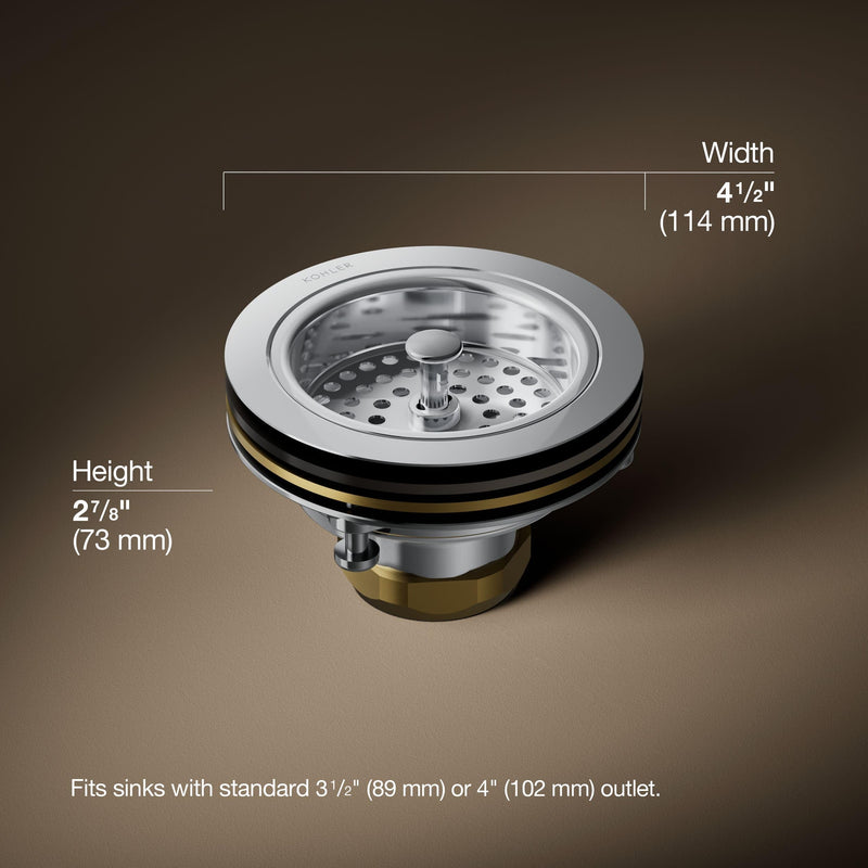 KOHLER 8799-CP Duostrainer Sink Strainer, Sink Drain and Strainer Basket, Less Tailpiece, Polished Chrome 1.5 inches