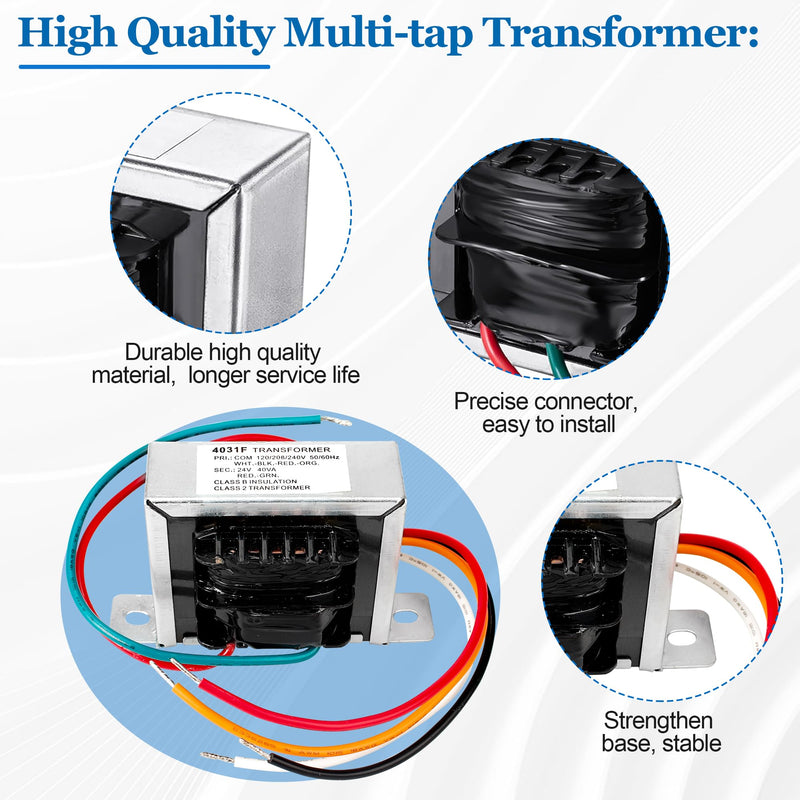 24V 40VA Furnace Transformer for Furnaces/HVAC Equipment, Primary 120/208/240V Secondary 24V Furnace Multi Tap Transformer 4031F, 24V Transformer Replacement Compatible with Packard PF42440 GT446