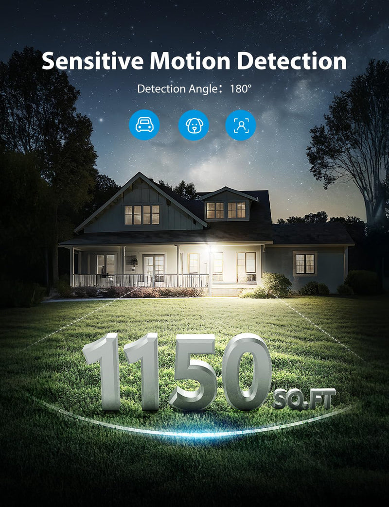 Onforu 32W 2 Head Motion Sensor Outdoor Lights, 3200LM 6500K LED Security Light Hardwired, Dusk to Dawn, Motion Detector Light for Outside, IP65 Waterproof Flood Lights for Garage, Yard(Black) Black 1