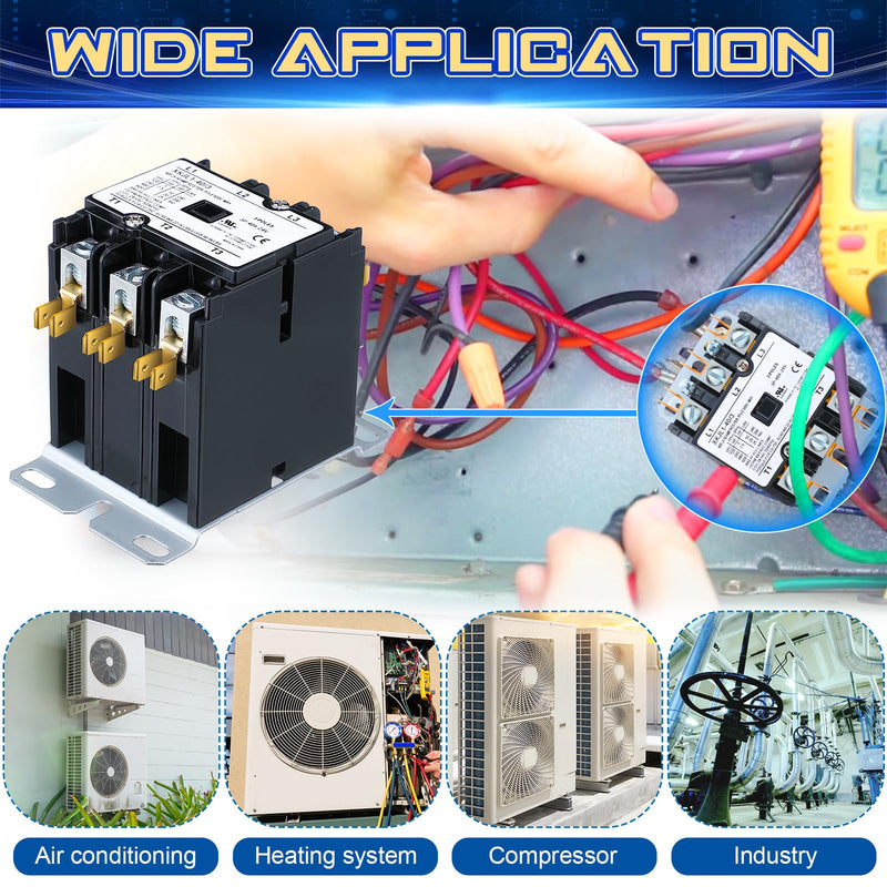 Dreyoo Carrier HVAC Motor Contactor, 3 Pole 40Amp Air Conditioner Condenser Compressor Replacement Relays Compatible with C230B, Air Conditioner, Heat Pump, Refrigeration Systems (24V) 24.0 Volts