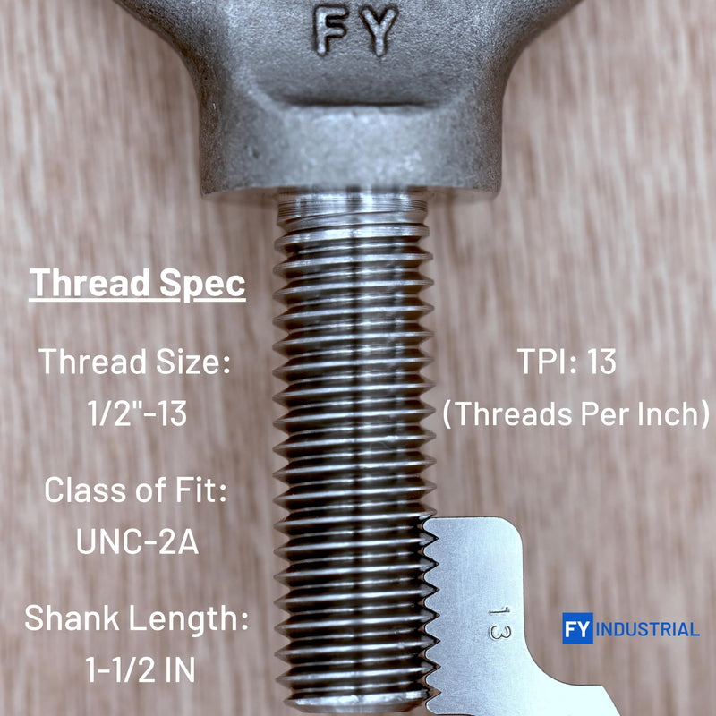3 Pcs Lifting Shoulder Eye Bolts 1/2"-13 X 1-1/2" 1/2"-13 X 1-1/2" Self Colored 3