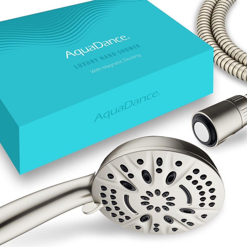 AquaDance New Magnetic Guidance Docking System - High-Pressure 8-setting Handheld Shower Head with Giant 5 inch Face, Magnetic Bracket, Extra-long 72 inch Stainless Steel Hose/All Nickel Finish All Nickel