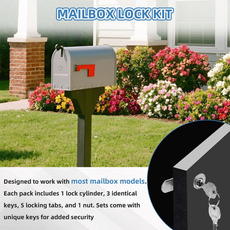 NBPLUS Mailbox Lock for L-1172C, USPS Mail Box Latch Tool Box Lock, C9100 Letterbox Lock with 3 Keys and C7120 Cam Replacement Accessories, Nickel Finish 1 Pack