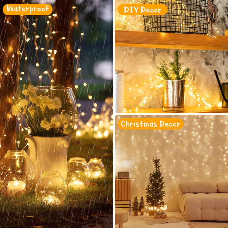 66Ft 200 LED Fairy Lights Plug in, Waterproof String Lights Outdoor 8 Modes Christmas Lights Bedroom Decor, Twinkle Lights for Girl's Room Garden Halloween Christmas Decorations (Warm White) Warm White 1 Pack(200LED)
