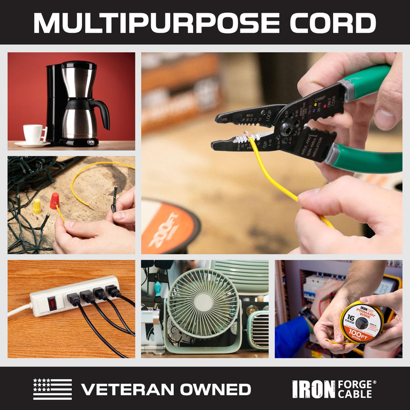 Iron Forge Cable 100 ft 16 Gauge Wire - 10 Roll Assortment Pack Automotive Wiring Kit with Dispenser Box - 10ft Stranded Copper Clad Primary Cable per Roll 16 Gauge-10ft-10 Pack