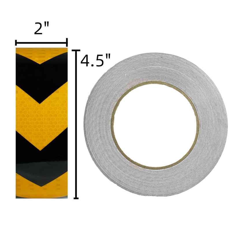 SWRT 2 Inch X 30 FT Reflective Tape Outdoor Waterproof Black & Yellow Reflective Tape Heavy Duty Strong Adhesive Hazard Caution Safety Warning Tape Reflector Conspicuity Tape for Trailer 2IN x 30FT