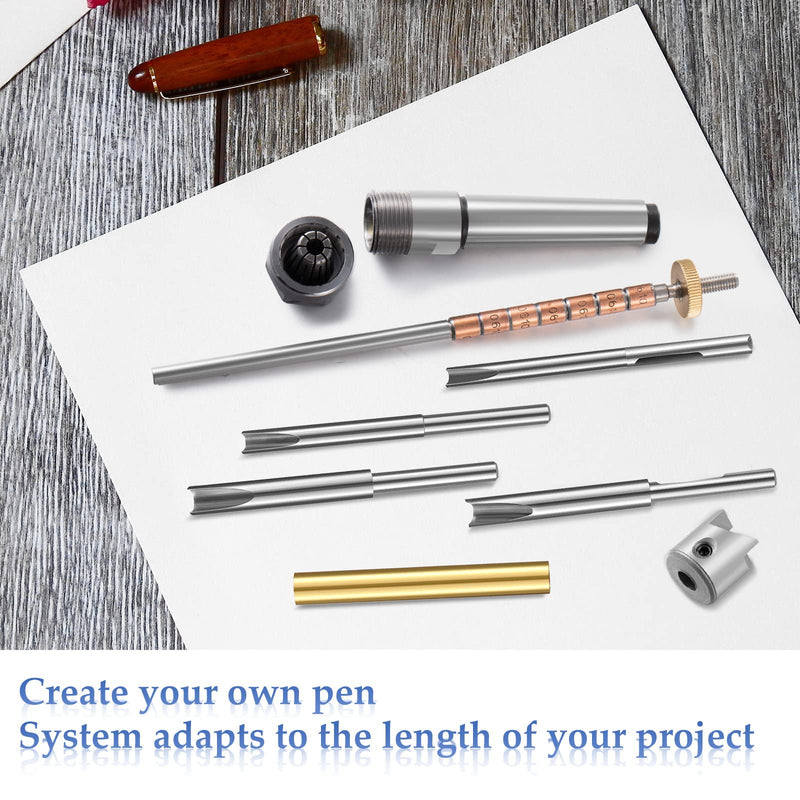 Tondiamo Pen Making Kit Turning Mandrel and Barrel Trimming Set Wood Turning Mandrel #2 Morse Taper Shank with 7mm Drill Bit Mill Cutter Head for Pen Making Woodworking Lathe Accessory, 9 Pcs