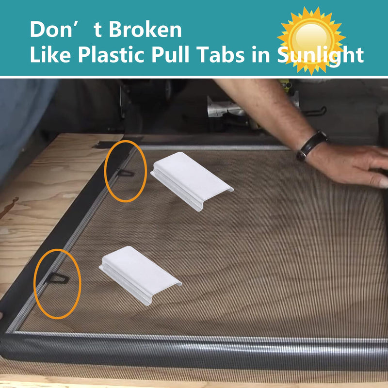 Durable Window Screen Spline Channel Pull Lift Tabs, Aluminum Anti-UV Don’t Broken Like Plastic Pull Tabs in Sunlight, Sliver, C Shape, 20 PCS