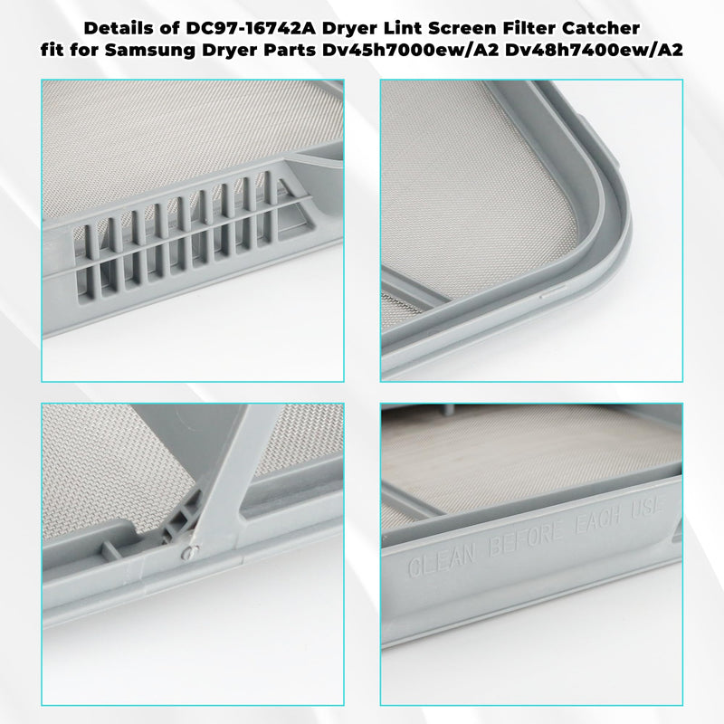 DC97-16742A Lint Trap fit for Samsung Dryer Lint Trap Replacement,Stainless Steel Lint Trap Screen Parts fit for SAMSUNG Dryer DV456ETHDSU/AA DV45H7000EW/A2 DVE50R5200W/A3 DVE50R5400V/A3 prime&swift