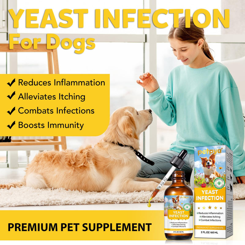 Yeast Infection Treatment for Dogs, Natural Yeast Infection Treatment Drops for Dog Itch Relief, Dog Allergy Relief, Dog Yeast Ear Infection Treatment, 2.02fl.oz 2.02FL.OZ(dog yeast)