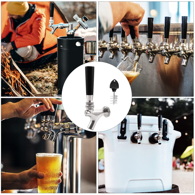 Beer Faucet Stainless Steel Beer Tap Faucet Keg Tap with Beer Faucet Tap Handle, Beer Tap Faucet Plug, Draft Beer Keg Tap Faucet for US Standard Kegerator Beer Tower Beer Shanks Beer Dispensing
