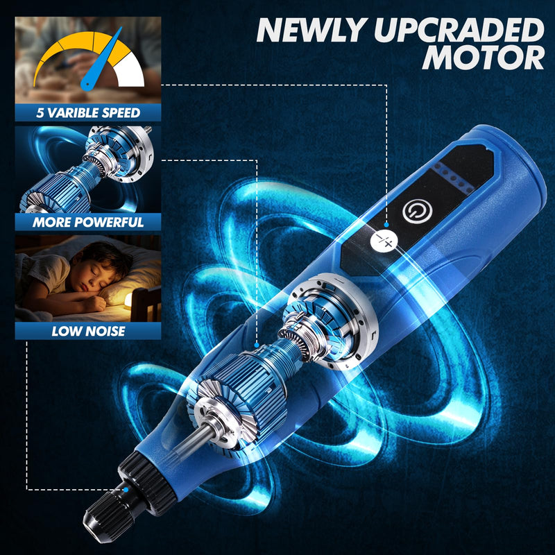 Mini Cordless Rotary Tool 5 Speed and USB Charging Rotary Tool Kit with 110 Accessories, Multi-Purpose 3.7V Power Rotary Tool for Engraving Sanding, Polishing, Drilling, Etching, DIY Crafts 110PCS