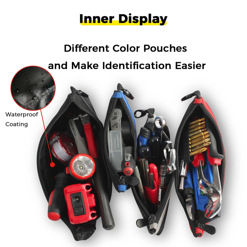 IRONLAND Small Tool Pouches with Zipper Small Tool Bags Waterproof 1680D Tool Pouch Bags for Men Multipurpose Tool Storage Organizer 6 Pack 6 Pack Combo