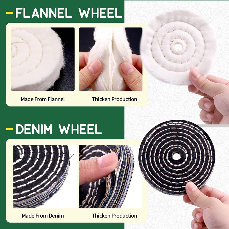 Keadic 8Pcs 4inch Buffing Polishing Wheel Kit Includes Polishing Compounds, Buffer Wheels for Polishing and 1/2" Arbor Hole, Polishing Pad Buffing Wheel Kit, Buffing Wheel for Bench Grinder 4'' Buffering wheel Kit