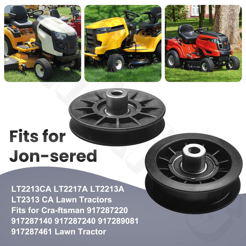 532194326 532407287 V-Groove Idler Pulley and 532194327 Flat Idler Pulley Set Compatible with Husqvarna Craftsman Sna-pper Poulan Jonsered Mower LTH1538 LGT2554 917287220 194326 194327 407287