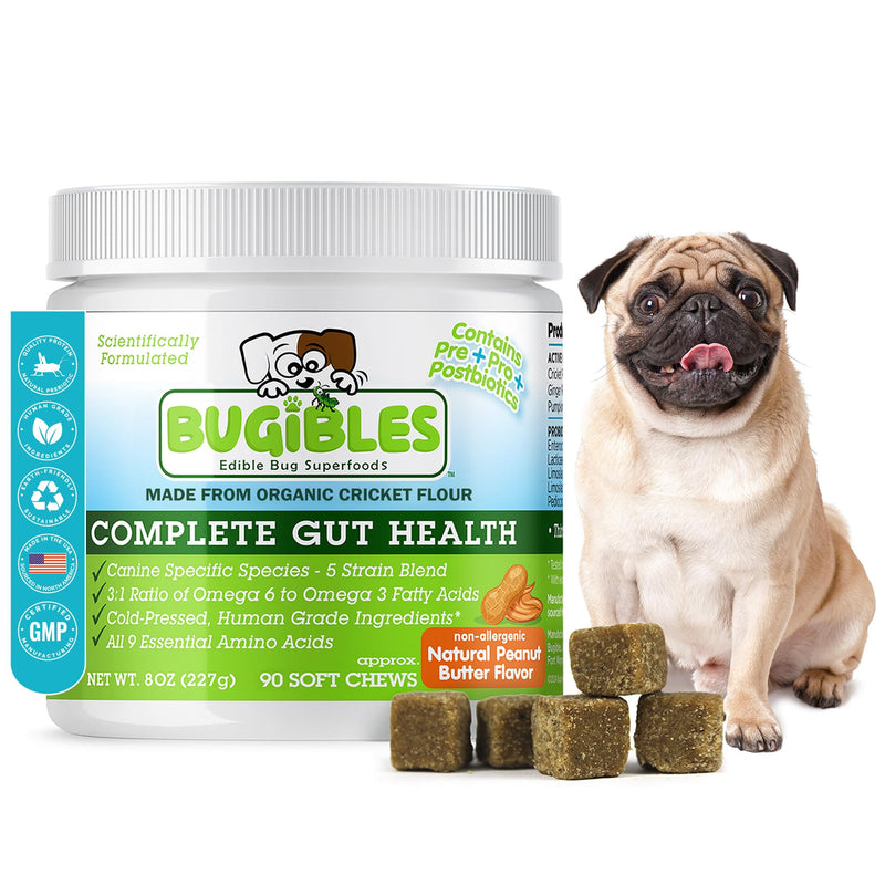 Probiotics for Dogs with Cricket Powder - Dog Probiotic Chews for Complete Gut Health (Pre, Pro & Post Biotics) - All-Natural Ingredients for Dogs Digestive Health, Allergy and Immune Support