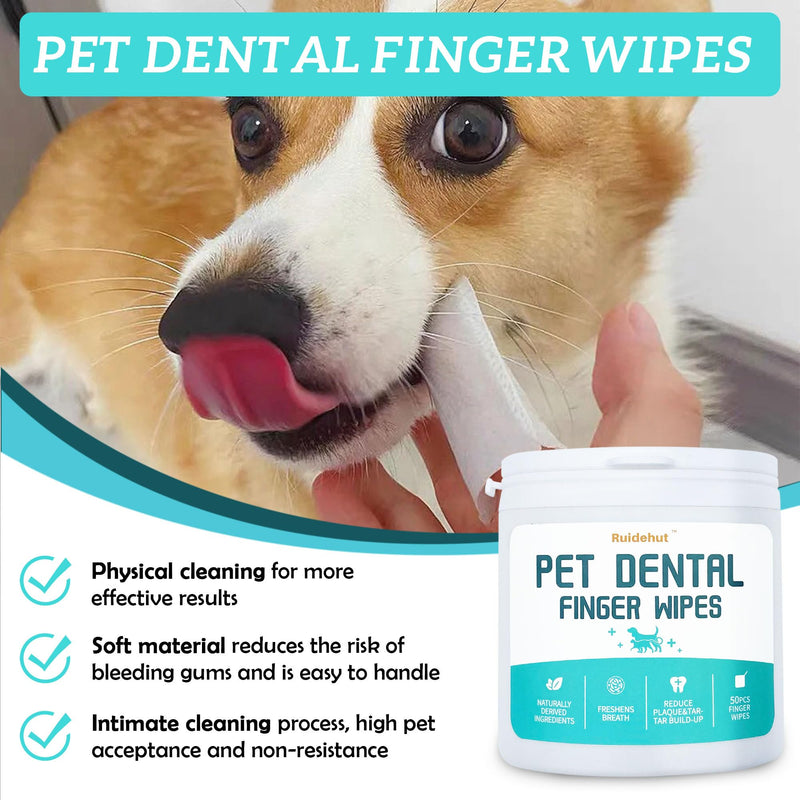 Rruidehut Natural Dental Powder and Dental Finger Wipes, Dental Powder Contains Probiotics that Solve Bad Breath Through Internal Digestion, Finger Wipes Remove Plaque and Tartar from The Surface.