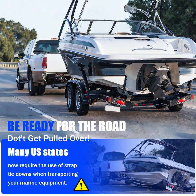 Boat Trailer Tie Down Straps, for Yamaha Watercraft PWC Adjustable Boat Trailer Straps, with Quick Release Buckle & Anti-Scratch Hooks 2 Inch x 24 Inch for Trailer、Boat or Kayak Secure - 2PCS (Black)