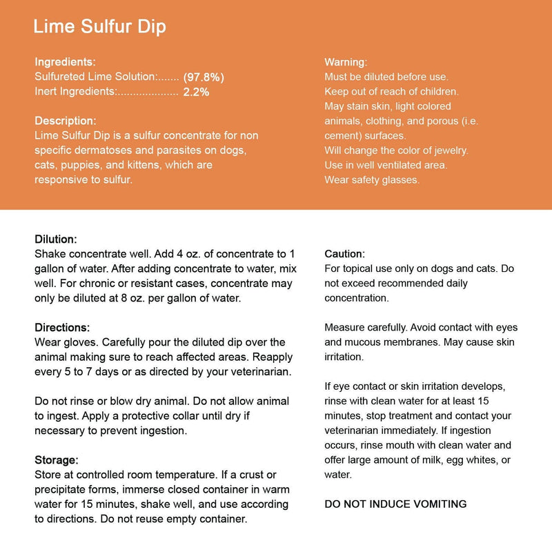 Classic's Lime Sulfur Dip (8 oz - Extra Strength Formula - Safe Solution for Dog, Cat, Puppy, Kitten, Horse 226.8 g (Pack of 1) - PawsPlanet Australia