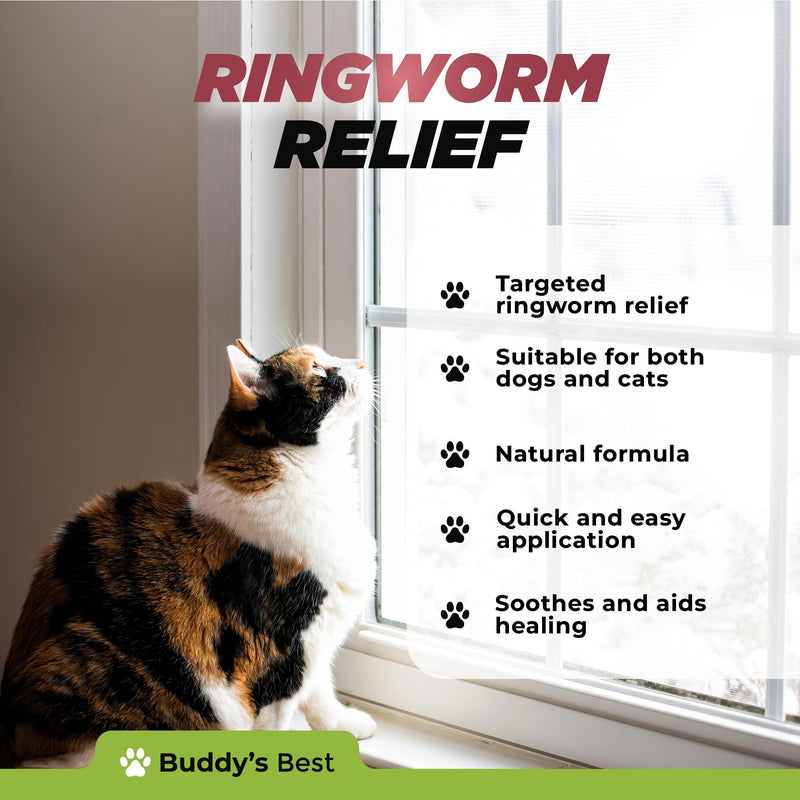 BUDDY'S BEST Ringworm Relief Spot-On Treatment for Dogs & Cats: Natural, Fast-Acting Formula with Jojoba & Neem Oil, Soothes & Heals Skin, Easy Application, 50ml - PawsPlanet Australia